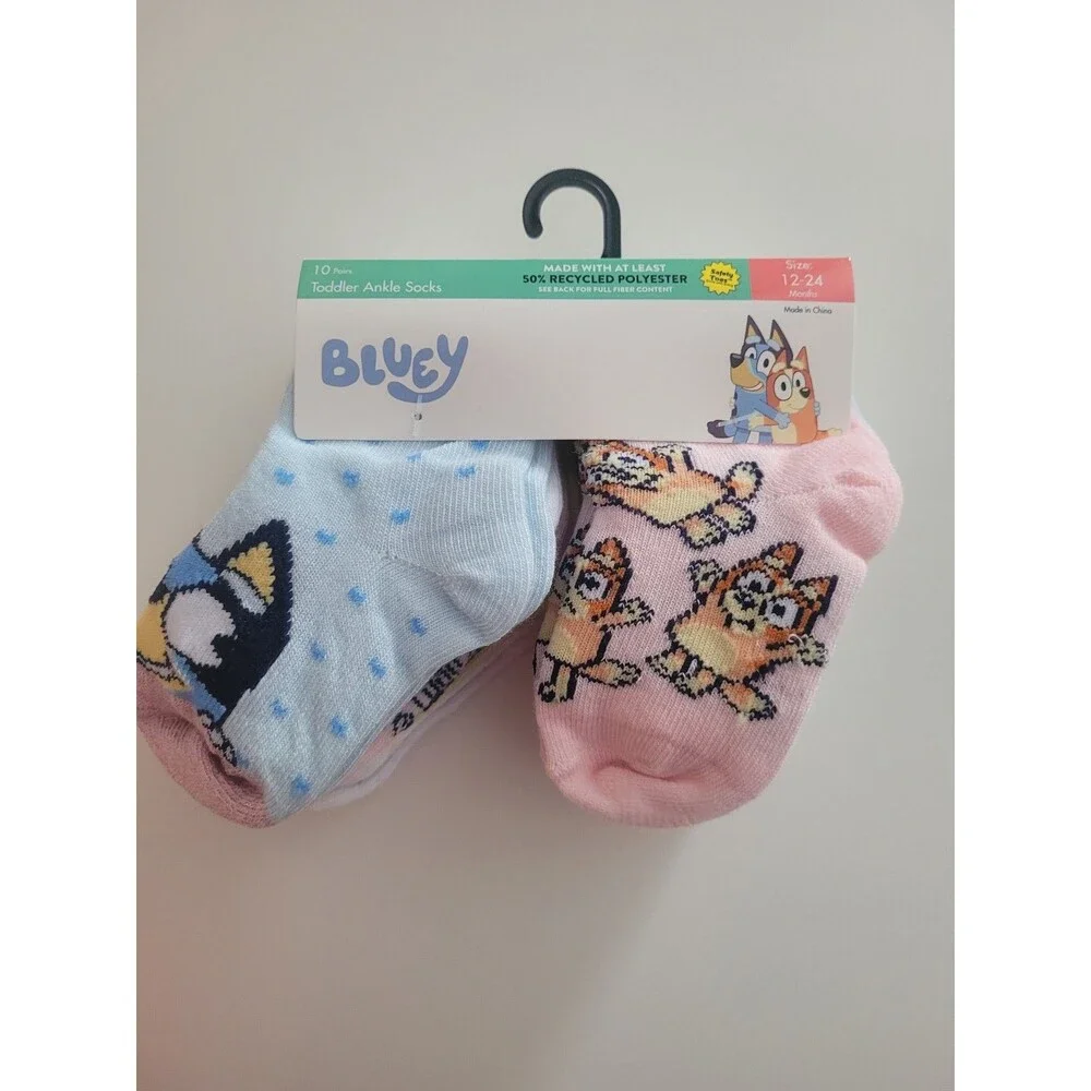 Bluey 12-24M Toddler Ankle Socks 10 Pairs NWT